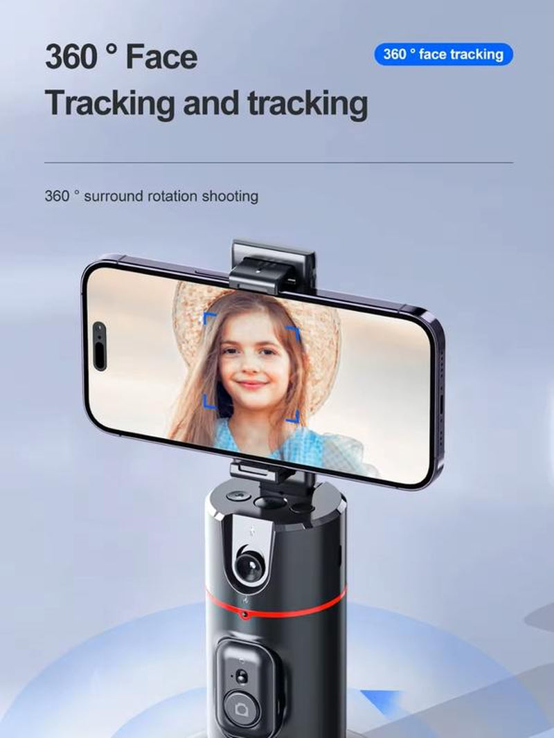 P02 Auto Face Tracking, Remote Control,360º Rotation Face Body, No App Required, Tracking Holder for Lives, Vlog Streaming Video, Rechargeable Battery Accessories Clip