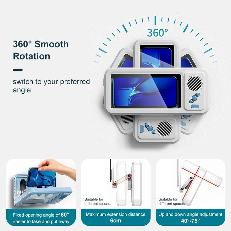 Waterproof Box Speaker, Phone Holder Bluetooth Speaker Audio Shower TV Holder, Swimming Pool, Kitchenbathroom,Sink Bathroom Waterproof 360 ° Rotating Touch Screen, Bluetooth Speaker, Watch Movies, Listen to Music Hands-Free Speakerphone Compact Smartphone