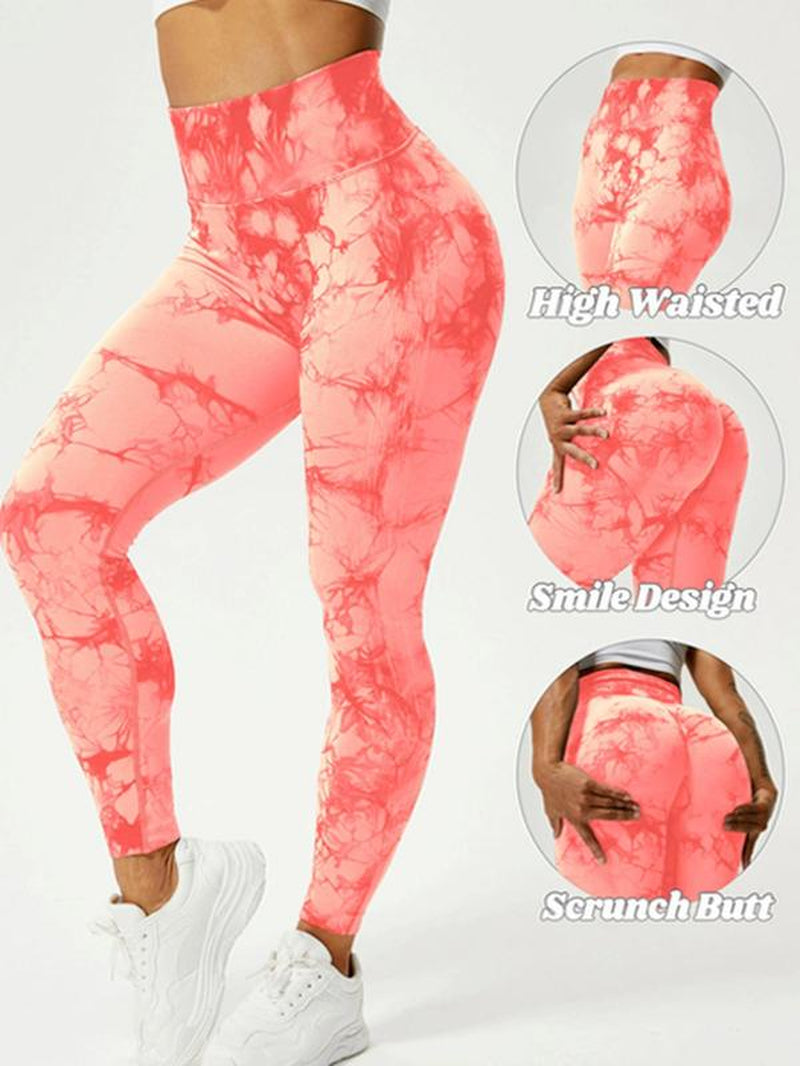 Women'S Tie Dye High Waist Scrunch Sports Leggings, Compression Yoga Pants, Casual Comfy Workout Leggings, Summer Outfits 2024, Gym Outfits Women