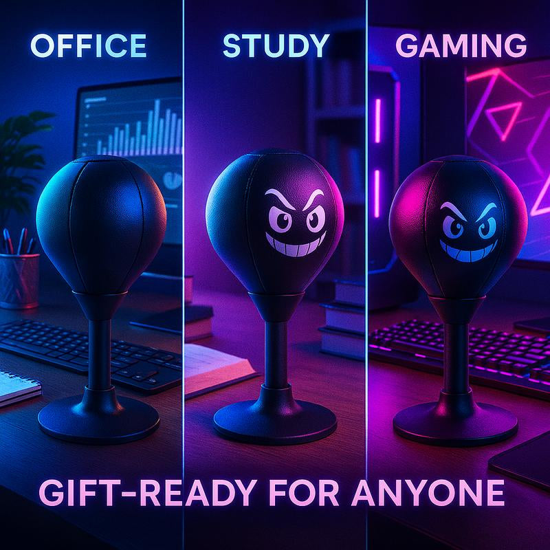 Desktop Punching Bag with Super-Grip Suction Cup Fast-Rebound Carbon Steel Spring High-Elastic PU Ball Stress Relief for Office Home Includes Hand Pump Fun Gift for Adults Kids Boxing Equipment Boxing Pad