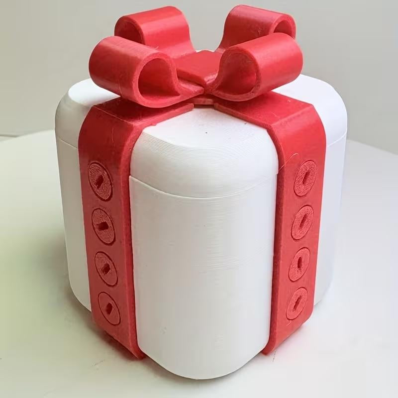 3D Printed Hollow Prank Gift Box with Screws, Realistic 3D Illusion Plastic Puzzle Cube Coin Container, Easy Assembly, Perfect for Parties