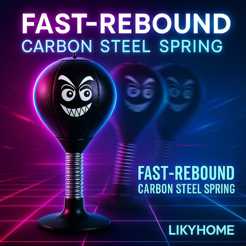 Desktop Punching Bag with Super-Grip Suction Cup Fast-Rebound Carbon Steel Spring High-Elastic PU Ball Stress Relief for Office Home Includes Hand Pump Fun Gift for Adults Kids Boxing Equipment Boxing Pad