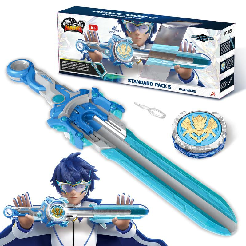 ALPHA GROUP Infinity Nado Battling Toys Metal Anime Design Iron Durable Battle Set for Kids Ages 5-12 with Sword Launcher Gyro Top Beyblade Action Dynamic Battle Experience