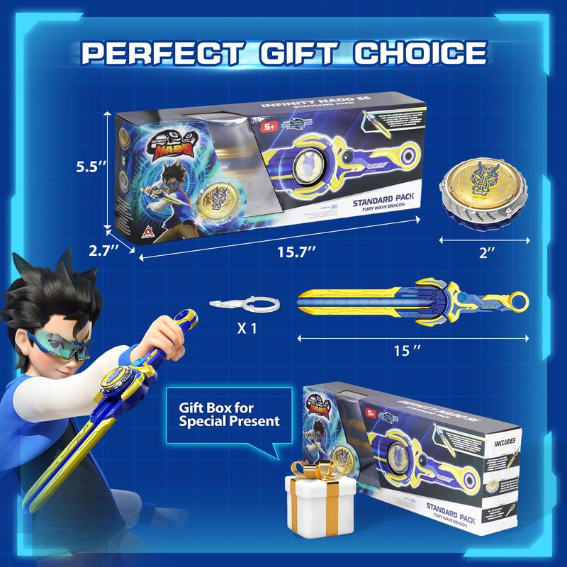 ALPHA GROUP Infinity Nado Battling Toys Metal Anime Design Iron Durable Battle Set for Kids Ages 5-12 with Sword Launcher Gyro Top Beyblade Action Dynamic Battle Experience