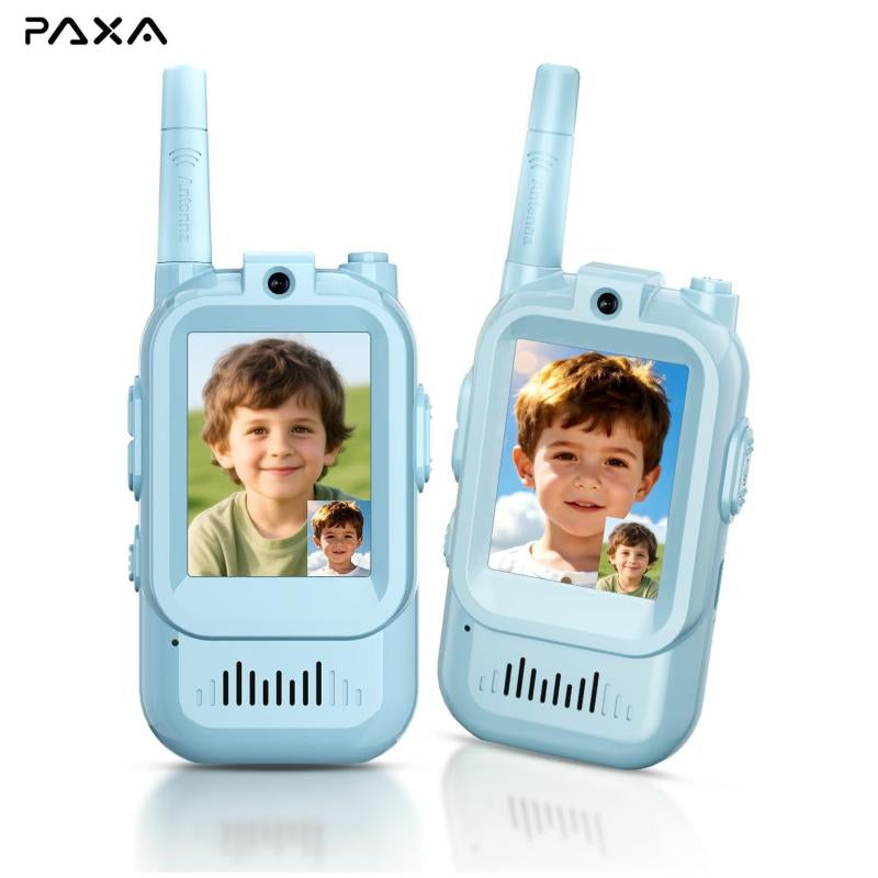 PAXA Video Walkie Talkies for Kids, Handheld 2 Pack Rechargeable Video Intercom Kids Walkies Talkies, Indoor Outdoor Toys for Family Games, Outside, Camping, Hiking for Boys Girls Ages 3-12, Christmas Gift, Birthday Gift, New Year Gift