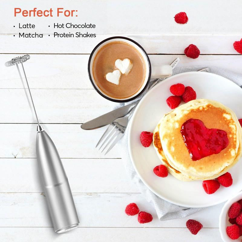Hand Mixer - Milk Frother for Coffee Frother Handheld Foam Maker for Lattes, Electric Whisk Drink Mixer Mini Foamer for Cappuccino, Frappe, Matcha, Hot Chocolate Grey