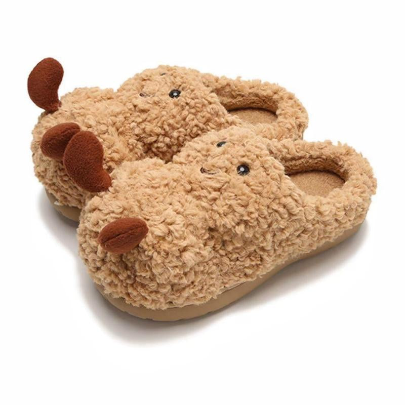 Cozy Winter Cartoon-Style Furry Peanut Slippers Non-Slip Textured Sole Slip-On Indoor Fashion Home Comfort Non-Slip House Shoes for Women & Girl Tsinelas Kitchen Flipflop Style Footwear with Matching Bag Slide