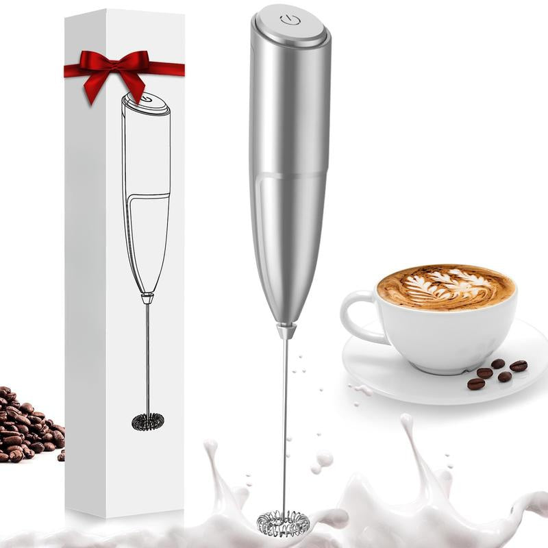 Hand Mixer - Milk Frother for Coffee Frother Handheld Foam Maker for Lattes, Electric Whisk Drink Mixer Mini Foamer for Cappuccino, Frappe, Matcha, Hot Chocolate Grey