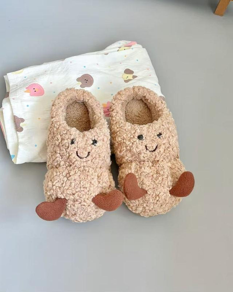 Cozy Winter Cartoon-Style Furry Peanut Slippers Non-Slip Textured Sole Slip-On Indoor Fashion Home Comfort Non-Slip House Shoes for Women & Girl Tsinelas Kitchen Flipflop Style Footwear with Matching Bag Slide