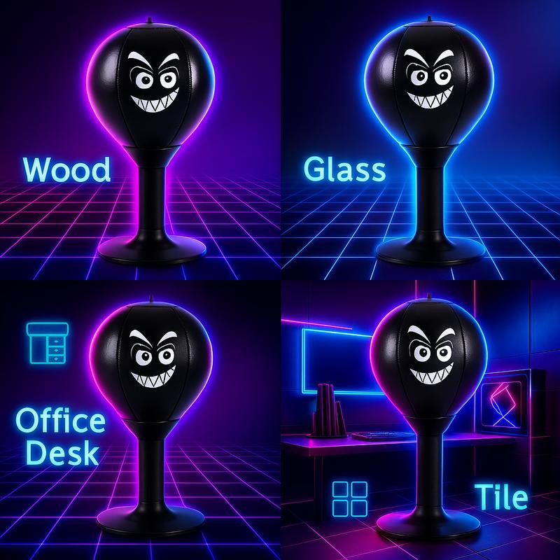 Desktop Punching Bag with Super-Grip Suction Cup Fast-Rebound Carbon Steel Spring High-Elastic PU Ball Stress Relief for Office Home Includes Hand Pump Fun Gift for Adults Kids Boxing Equipment Boxing Pad