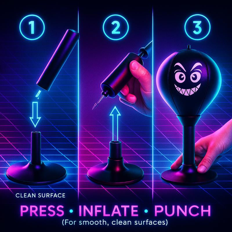 Desktop Punching Bag with Super-Grip Suction Cup Fast-Rebound Carbon Steel Spring High-Elastic PU Ball Stress Relief for Office Home Includes Hand Pump Fun Gift for Adults Kids Boxing Equipment Boxing Pad